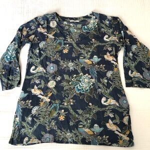 Blue & Green Sivana Block Print Floral Women's Tunic - Multicolor
